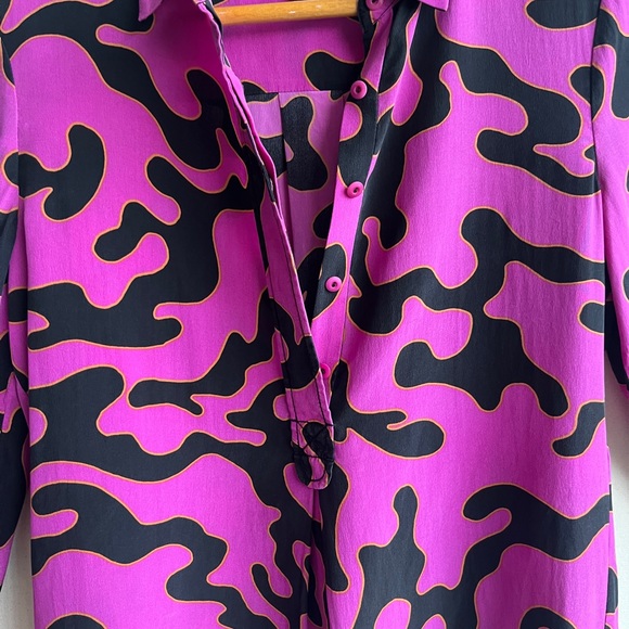 100% silk DRIESvonFURSTENBURG bold print pullover blouse - Picture 7 of 10